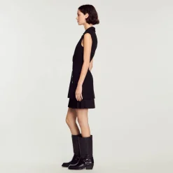 Femme SANDRO Robe Plissée En Tweed