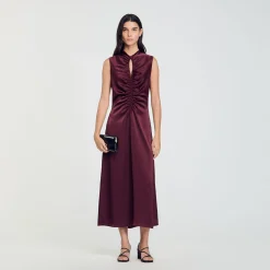 Femme SANDRO Robe Satinée Drapée