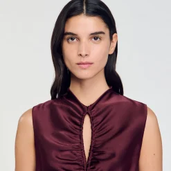 Femme SANDRO Robe Satinée Drapée
