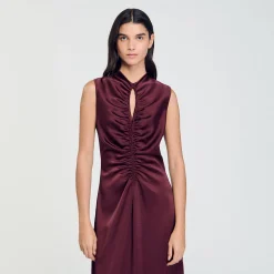 Femme SANDRO Robe Satinée Drapée
