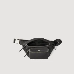 Homme SANDRO Sac Banane En Toile Et Cuir