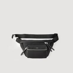 Homme SANDRO Sac Banane En Toile Et Cuir