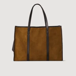 Femme SANDRO Sac Cabas En Cuir Suédé