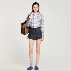 Femme SANDRO Sac Cabas En Cuir Suédé
