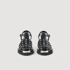 Femme SANDRO Sandales Olys Cloutées En Cuir