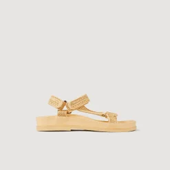 Femme SANDRO Sandales Plates En Raphia