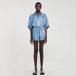 Femme SANDRO Short à Imprimé Fleuri