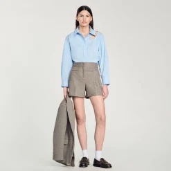 Femme SANDRO Short à Motifs Chevrons Orné De Strass