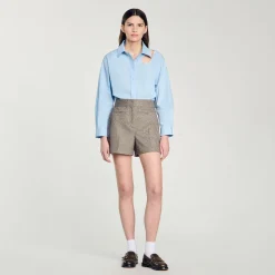 Femme SANDRO Short à Motifs Chevrons Orné De Strass