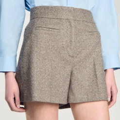 Femme SANDRO Short à Motifs Chevrons Orné De Strass