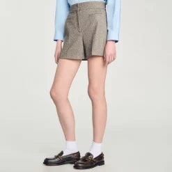 Femme SANDRO Short à Motifs Chevrons Orné De Strass