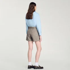 Femme SANDRO Short à Motifs Chevrons Orné De Strass