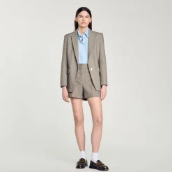 Femme SANDRO Short à Motifs Chevrons Orné De Strass
