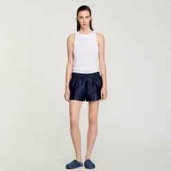 Femme SANDRO Short Effet 2 En 1 En Satin