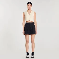 Femme SANDRO Short En Gabardine
