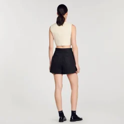 Femme SANDRO Short En Gabardine