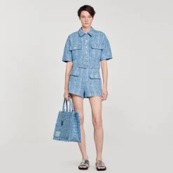 Femme SANDRO Short En Tweed
