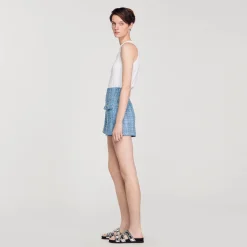 Femme SANDRO Short En Tweed