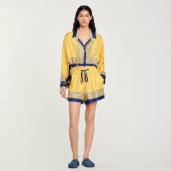 Femme SANDRO Short Fluide En Soie Imprimée