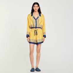 Femme SANDRO Short Fluide En Soie Imprimée