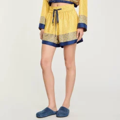 Femme SANDRO Short Fluide En Soie Imprimée