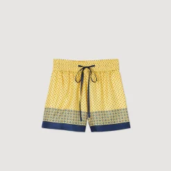Femme SANDRO Short Fluide En Soie Imprimée