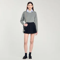 Femme SANDRO Short Jupe à Plis
