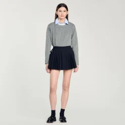 Femme SANDRO Short Jupe à Plis