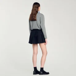 Femme SANDRO Short Jupe à Plis