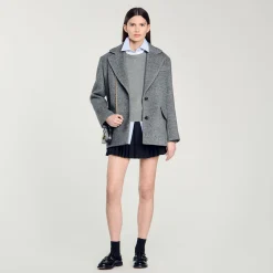 Femme SANDRO Short Jupe à Plis
