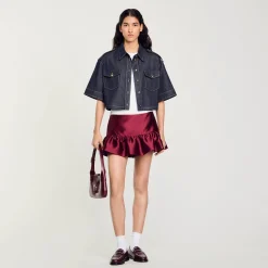 Femme SANDRO Short Jupe En Satin