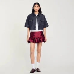 Femme SANDRO Short Jupe En Satin