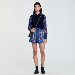 Femme SANDRO Short Jupe En Soie Imprimée