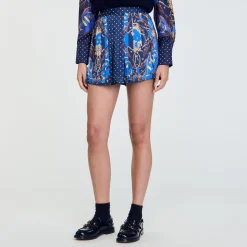 Femme SANDRO Short Jupe En Soie Imprimée