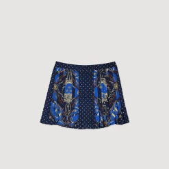 Femme SANDRO Short Jupe En Soie Imprimée