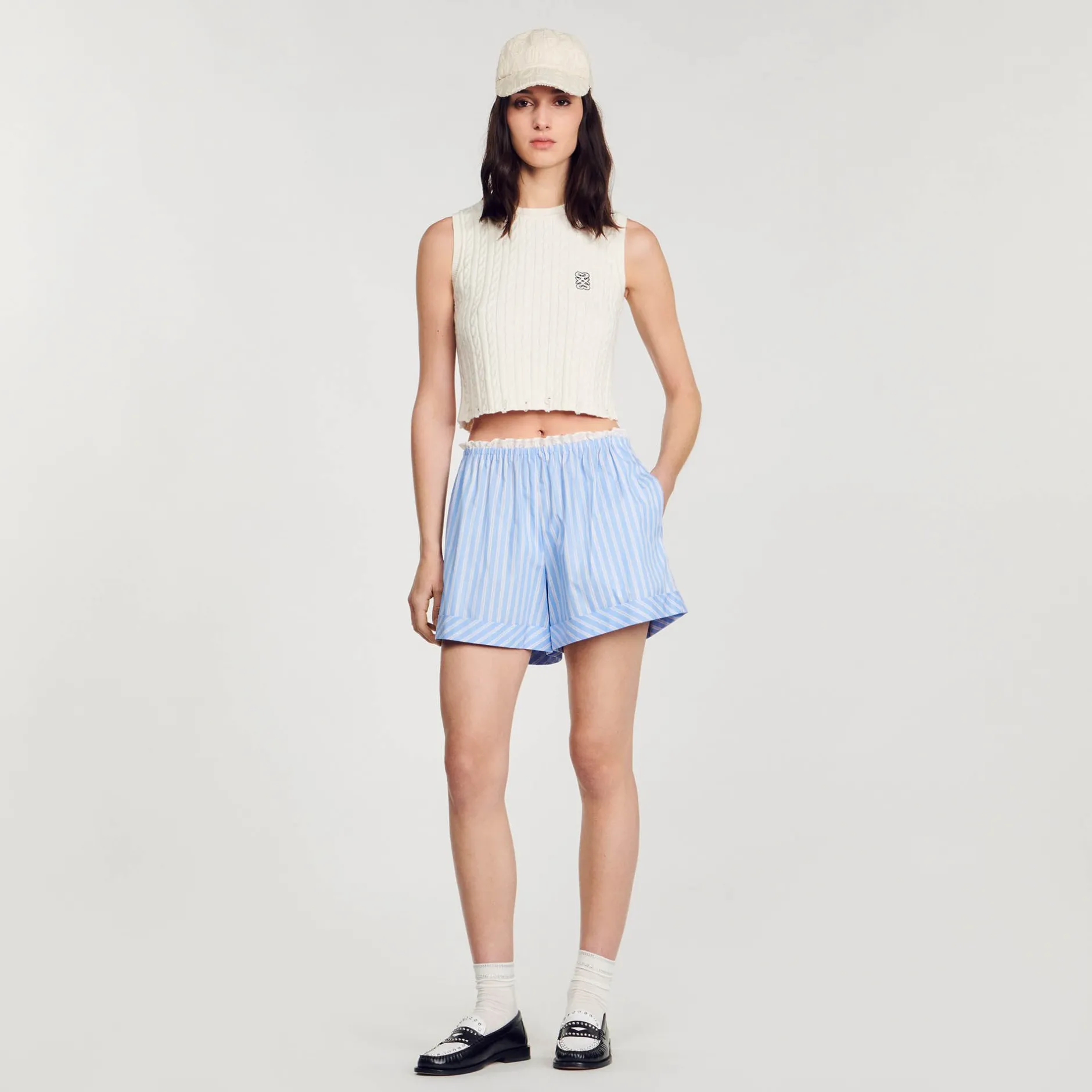 Femme SANDRO Short Large En Coton