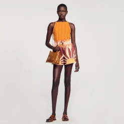 Femme SANDRO Short Satiné Imprimé
