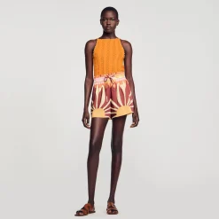 Femme SANDRO Short Satiné Imprimé