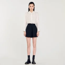 Femme SANDRO Short Taille Haute Avec Boutons