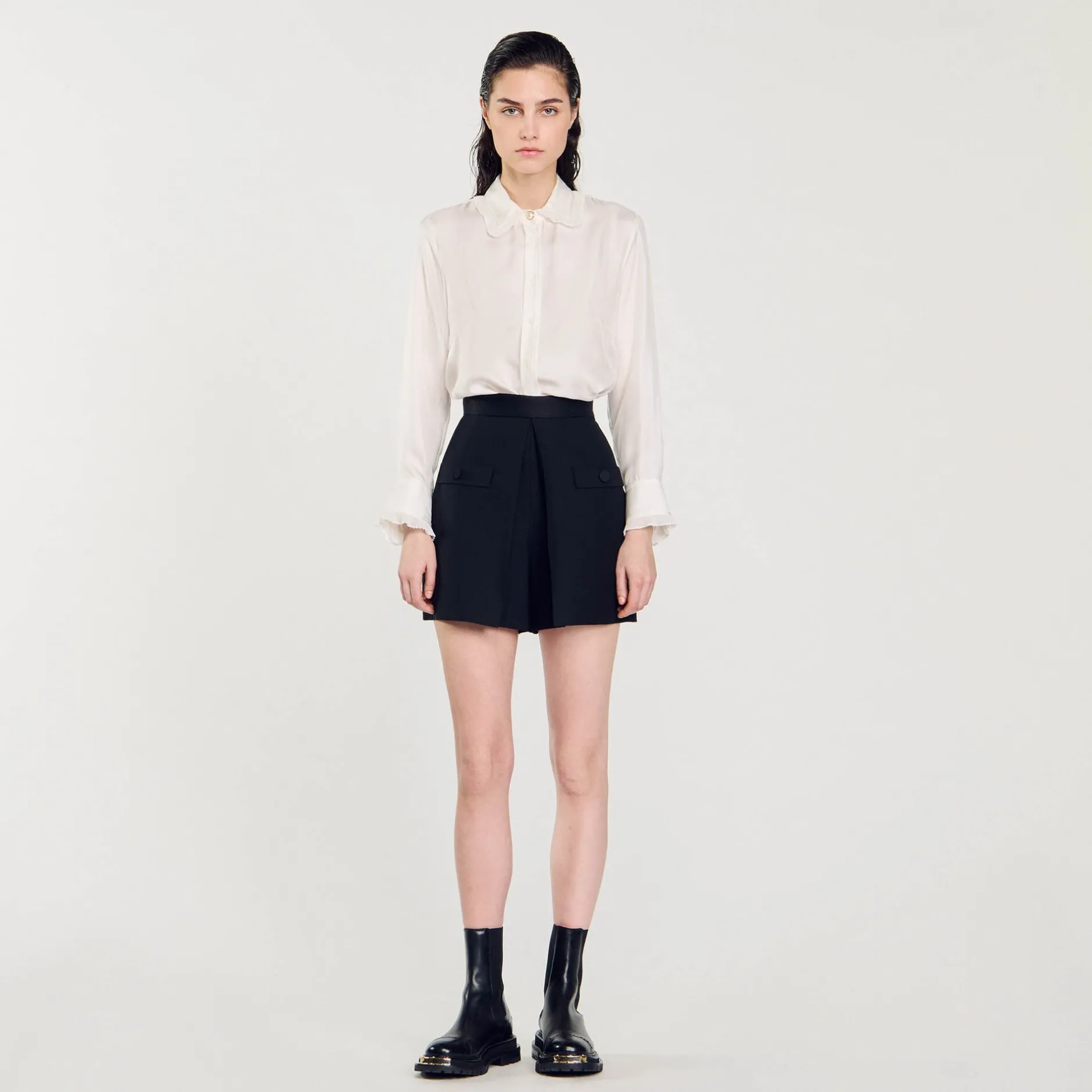 Femme SANDRO Short Taille Haute Avec Boutons