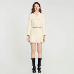 Femme SANDRO Short Taille Haute En Tweed