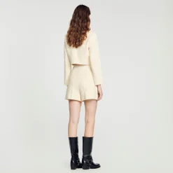 Femme SANDRO Short Taille Haute En Tweed