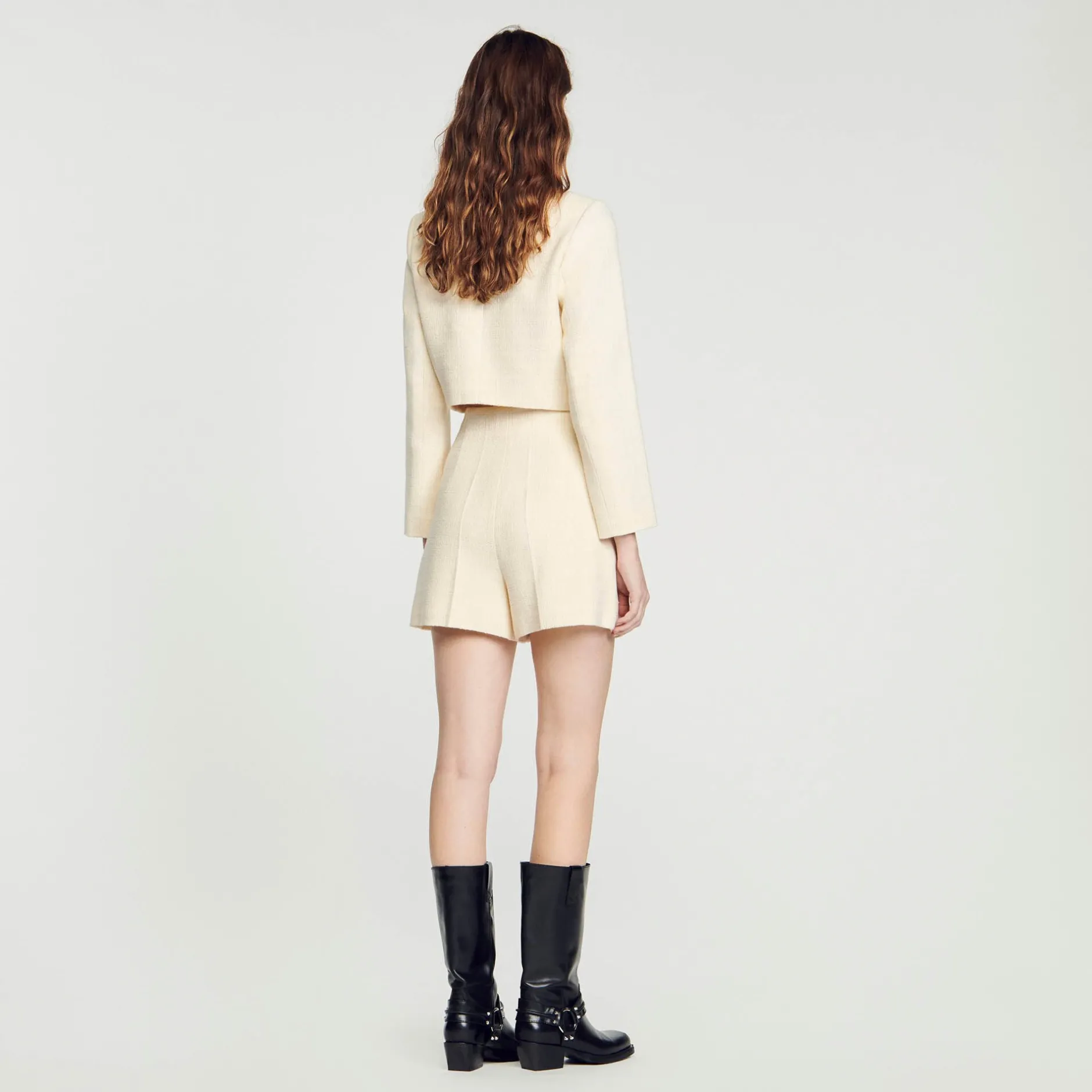 Femme SANDRO Short Taille Haute En Tweed