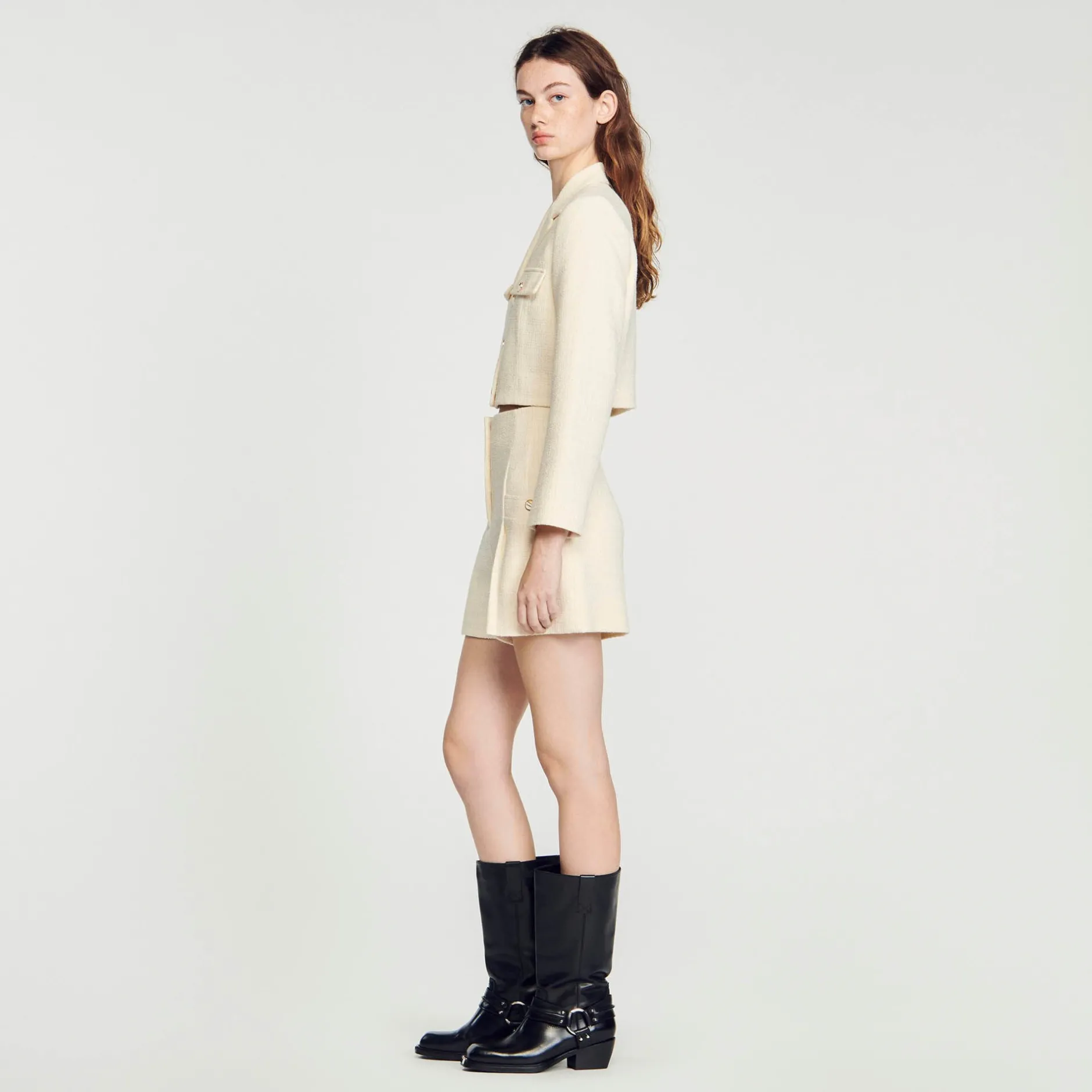 Femme SANDRO Short Taille Haute En Tweed