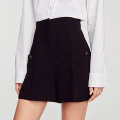 Femme SANDRO Short Taille Haute En Tweed