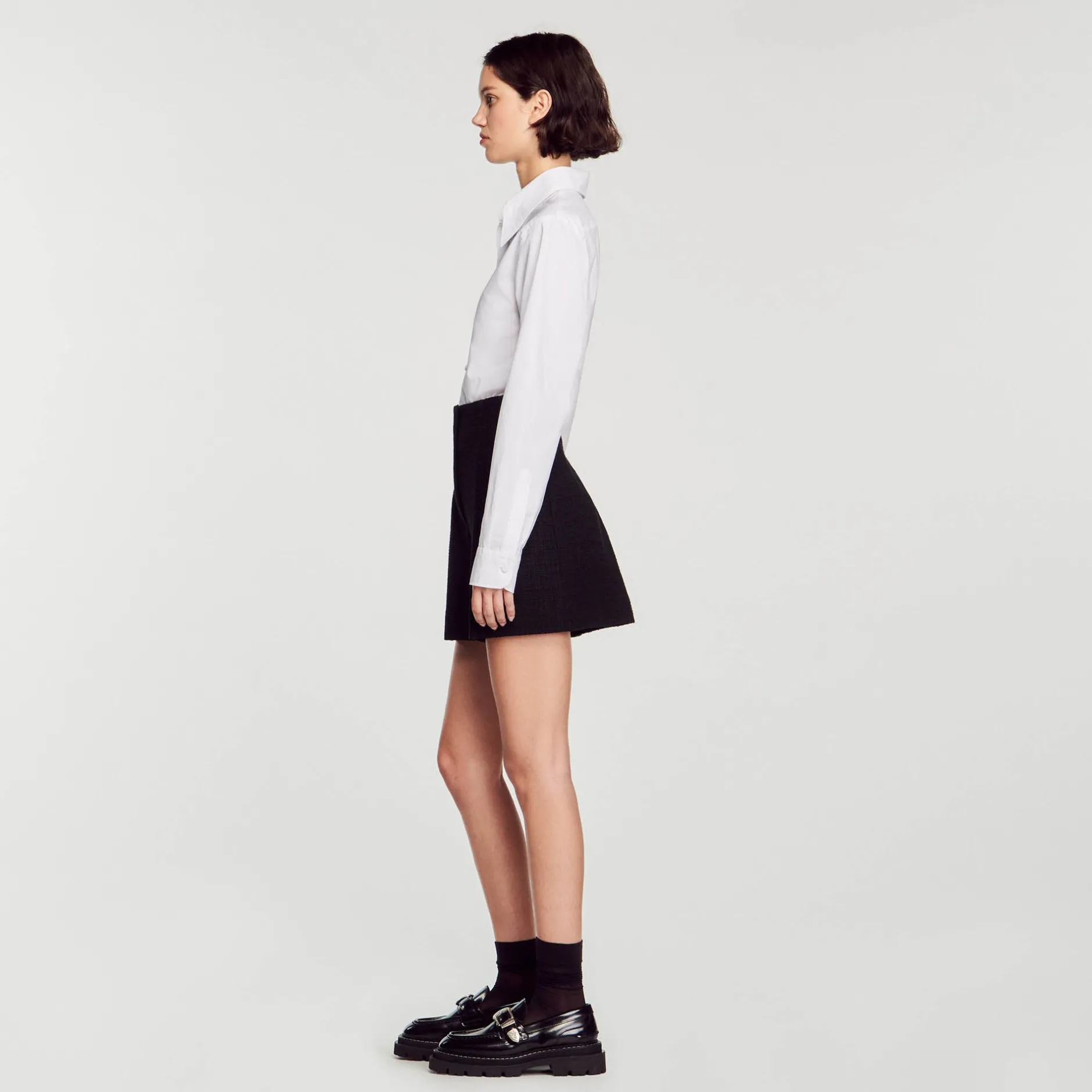 Femme SANDRO Short Taille Haute En Tweed