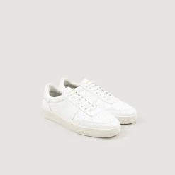 Homme SANDRO Sneakers En Cuir De Tannerie Certifiée