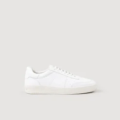 Homme SANDRO Sneakers En Cuir De Tannerie Certifiée