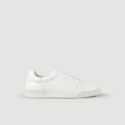 Homme SANDRO Sneakers En Cuir Embossé Square Cross