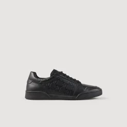 Homme SANDRO Sneakers En Cuir Embossé Square Cross